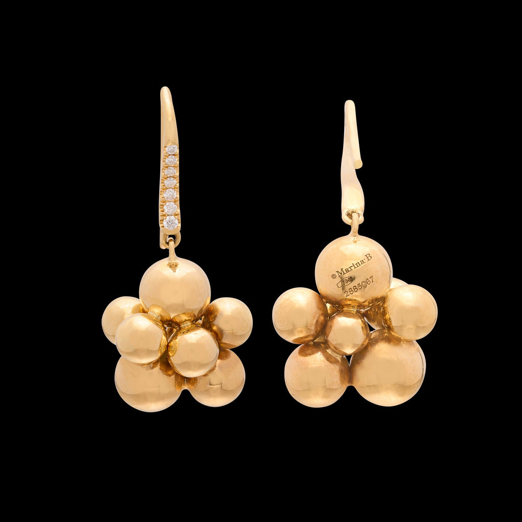 18k Yellow Gold & Diamond Bubble Earrings by Marina B.