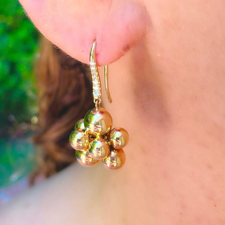 18k Yellow Gold & Diamond Bubble Earrings by Marina B.