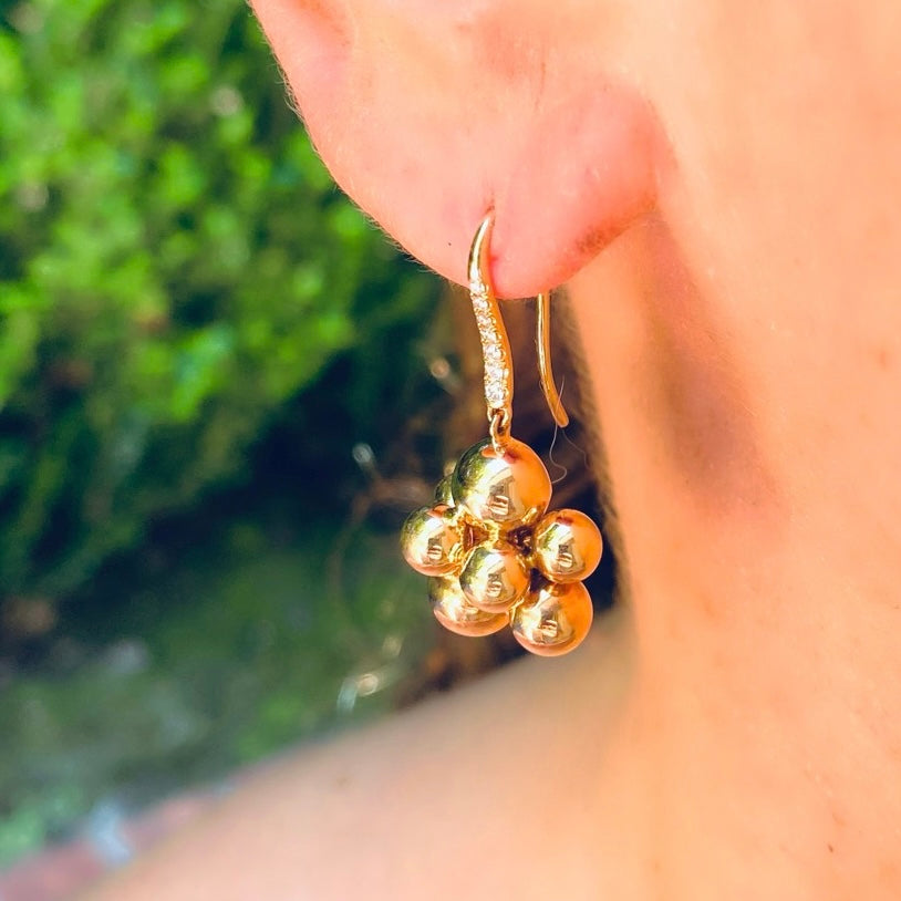 18k Yellow Gold & Diamond Bubble Earrings by Marina B.