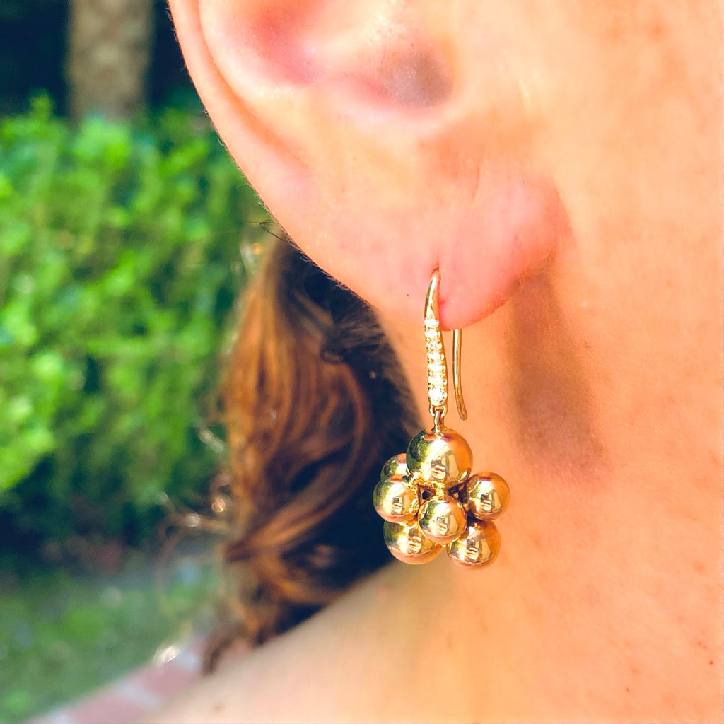 18k Yellow Gold & Diamond Bubble Earrings by Marina B.