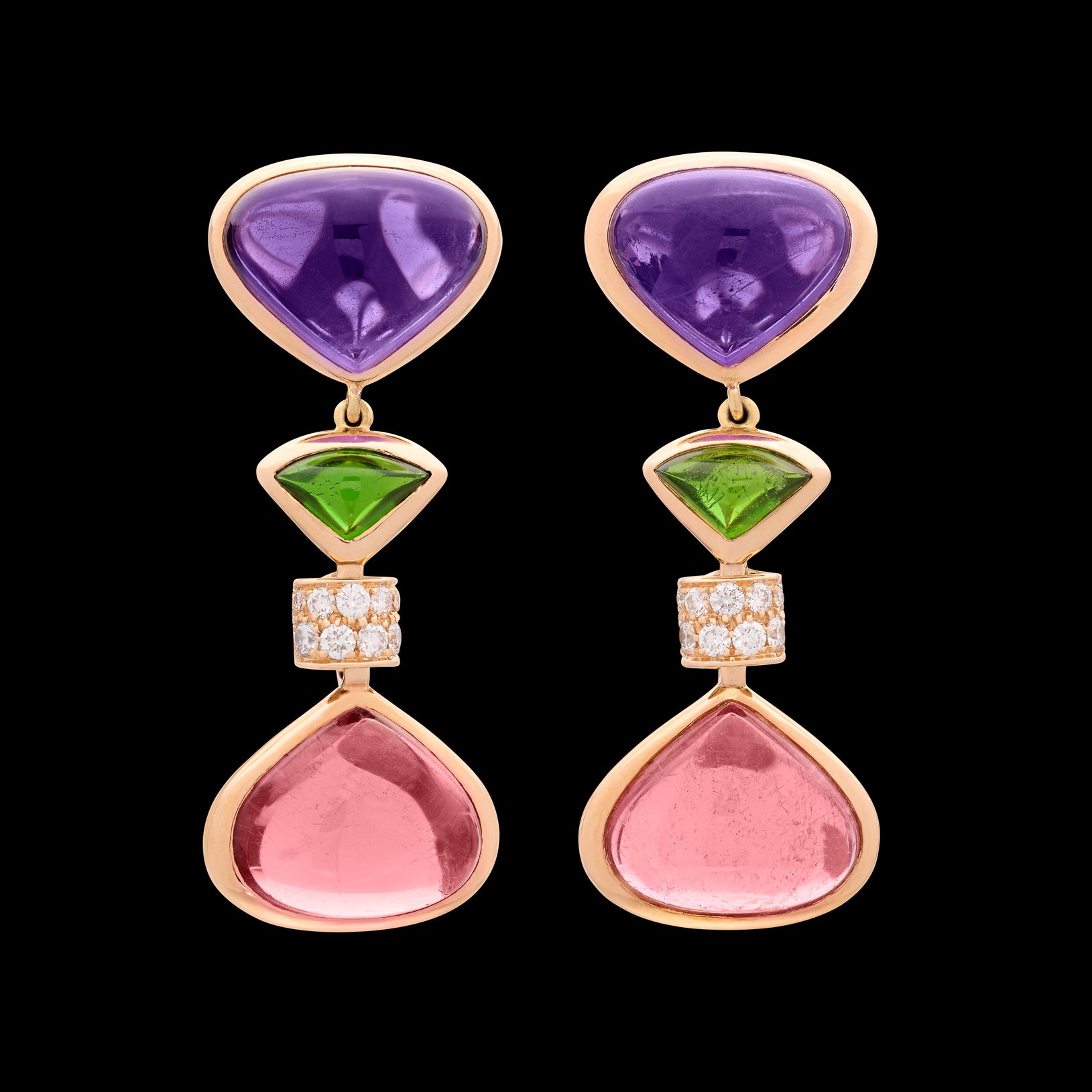 18k Diamond & Multi-Colored Stone Earrings by Marina B