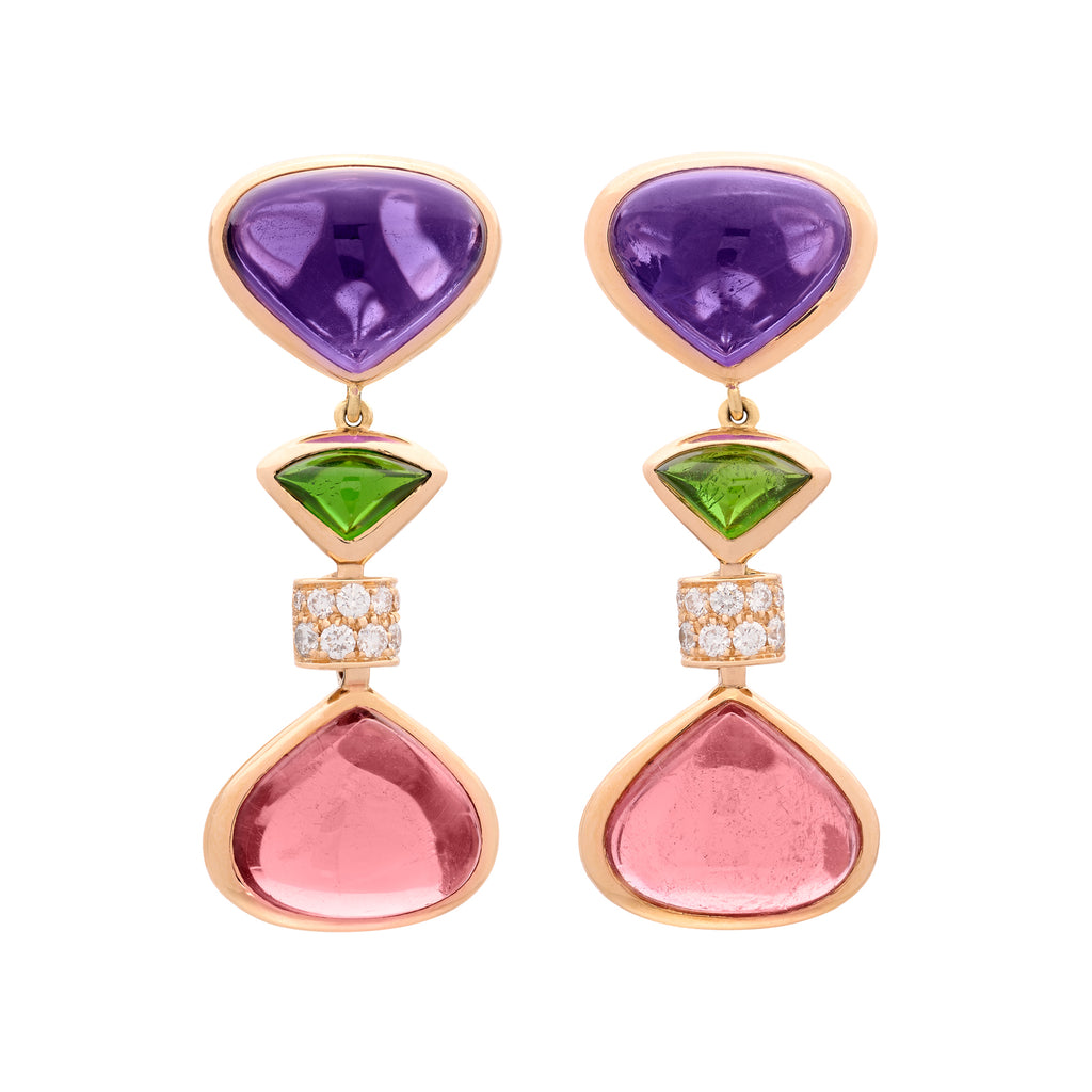 18k Diamond & Multi-Colored Stone Earrings by Marina B.