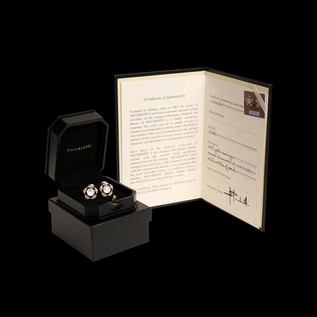 18k Rose & White Gold Mother of Pearl & Diamond Earrings