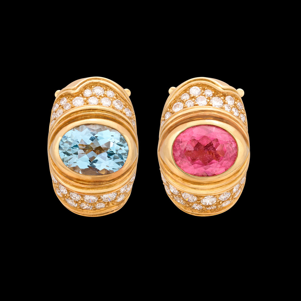 Exceptional Diamond & Colored Stone Earrings by Marina B.
