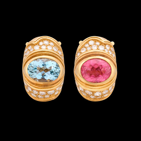 Exceptional Diamond & Colored Stone Earrings by Marina B.