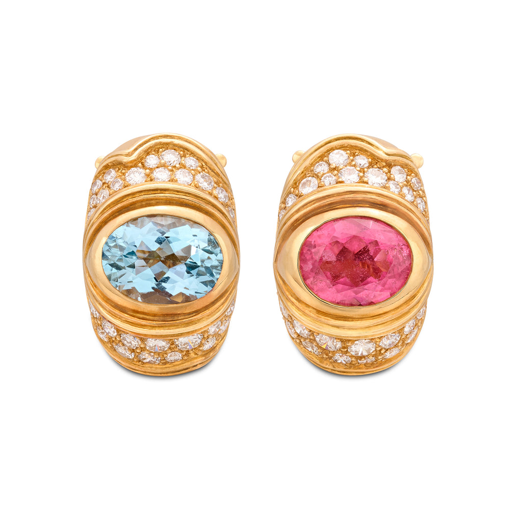 Exceptional Diamond & Colored Stone Earrings by Marina B.