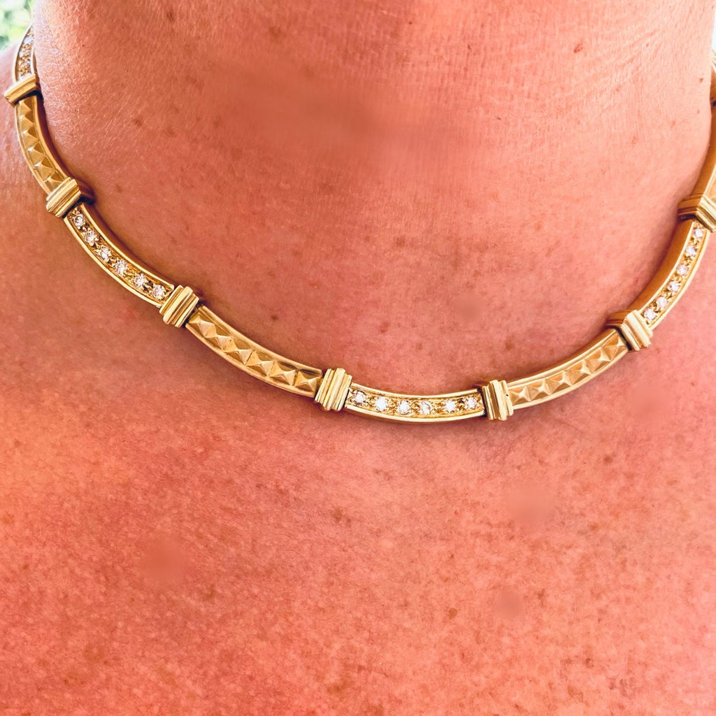 18kt Italian Gold & Diamond Choker Necklace