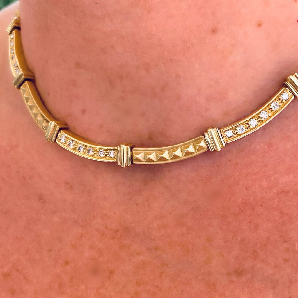 18kt Italian Gold & Diamond Choker Necklace