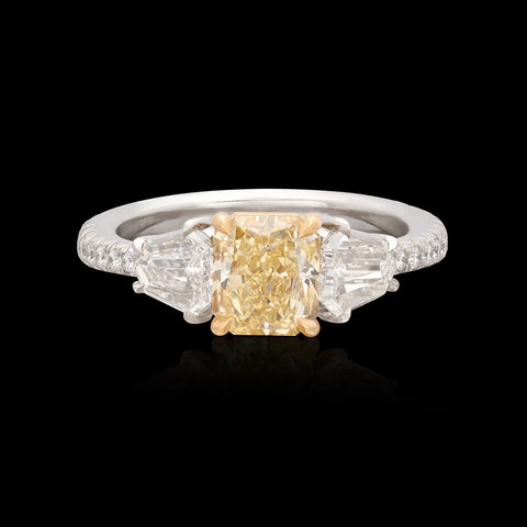 Exceptional Radiant Cut Yellow Diamond Ring