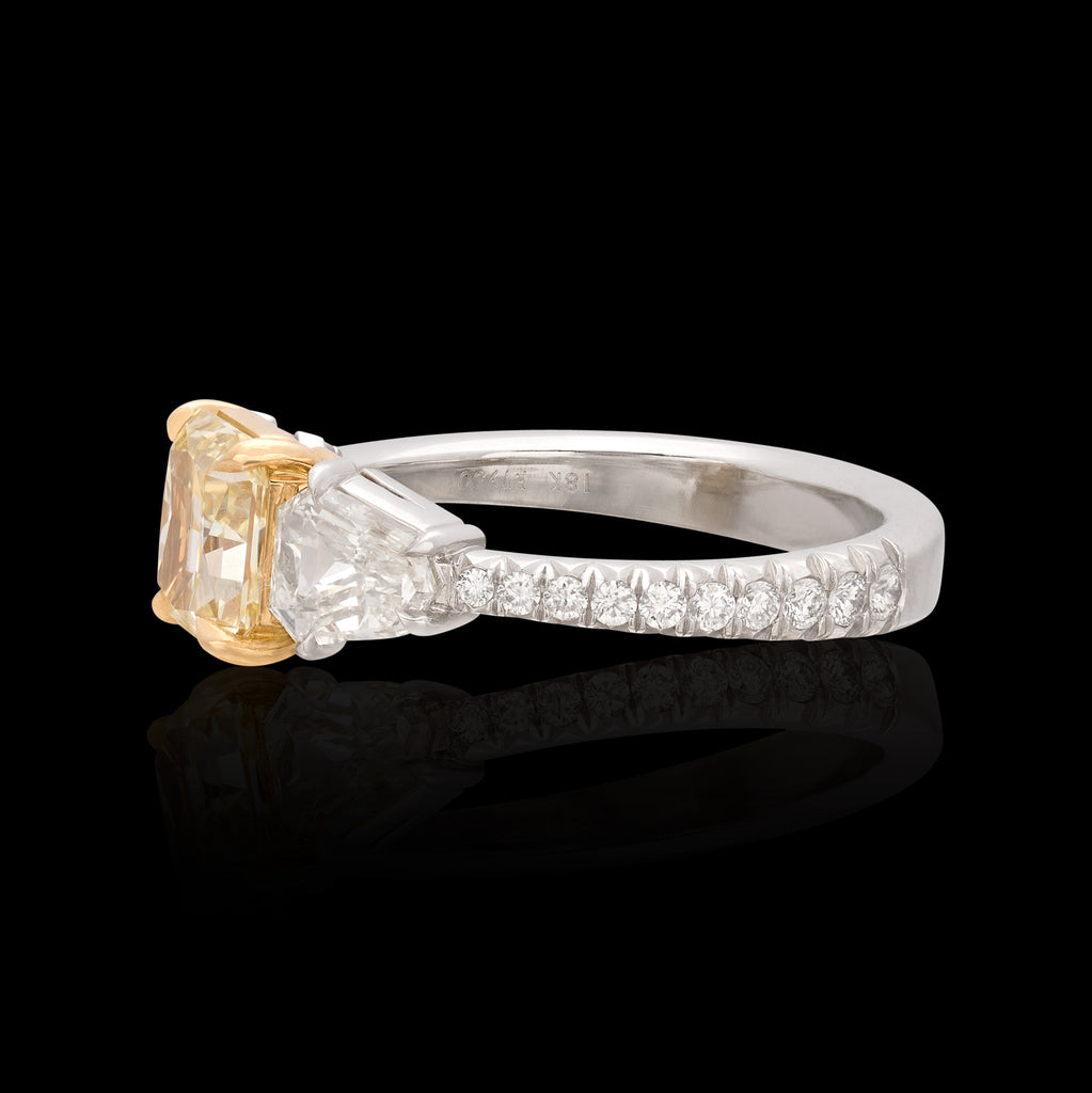 Exceptional Radiant Cut Yellow Diamond Ring