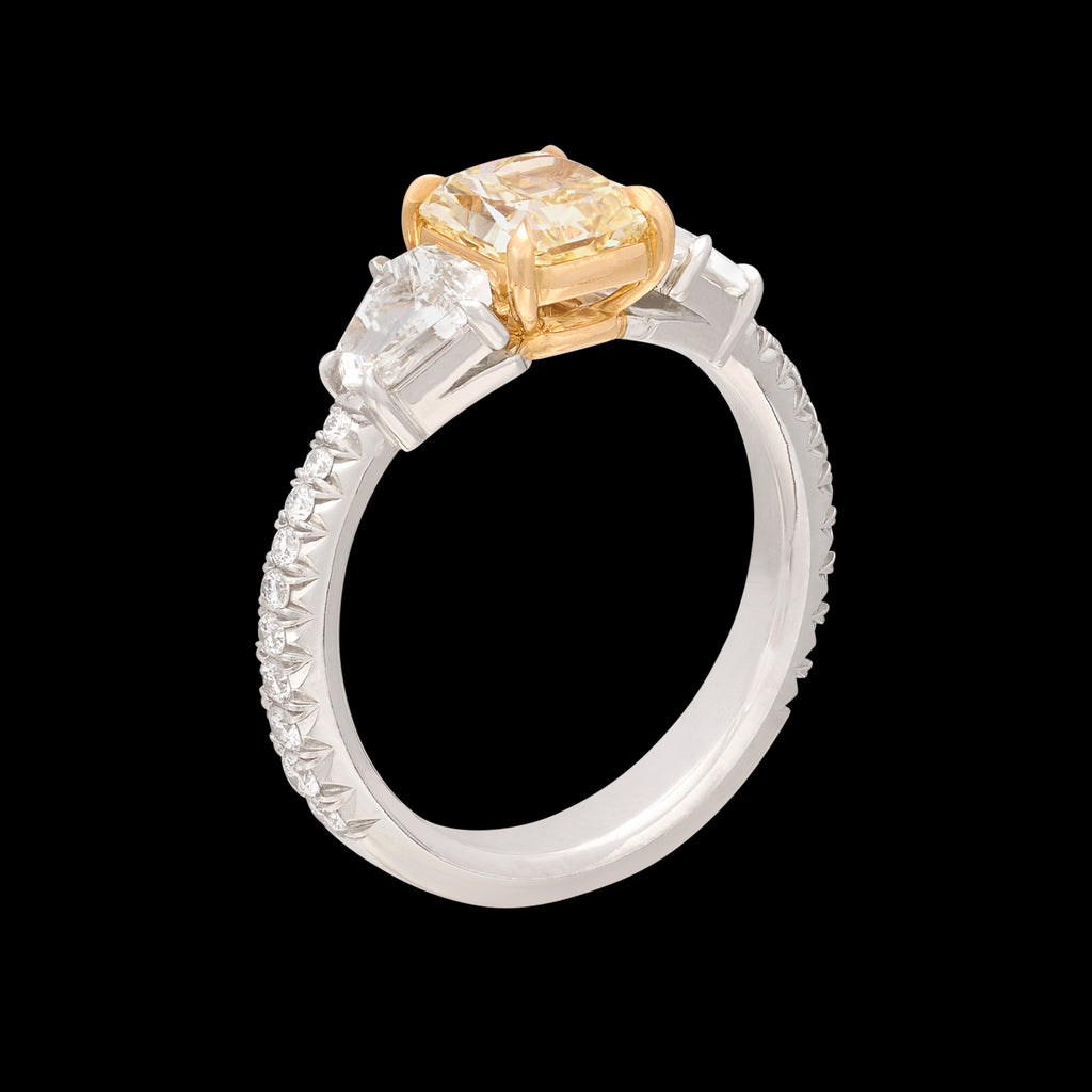 Exceptional Radiant Cut Yellow Diamond Ring