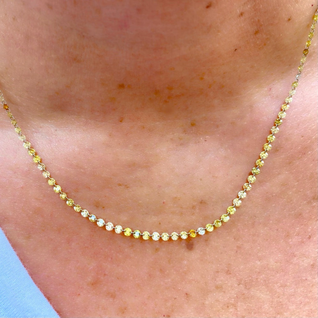 Yellow, White & Champagne 18kt Diamond Necklace