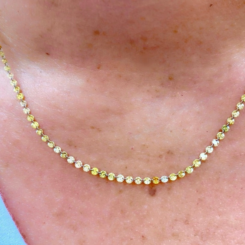 Yellow, White & Champagne 18kt Diamond Necklace