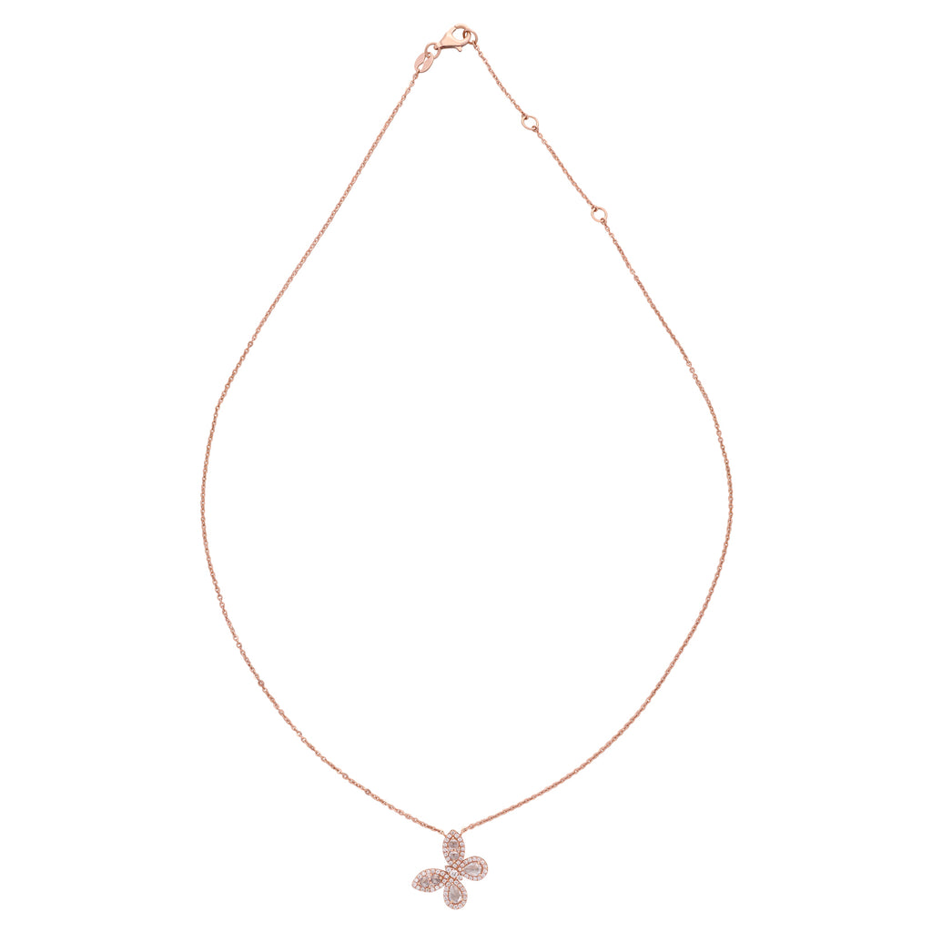 18 karat Rose Gold Diamond Butterfly Necklace