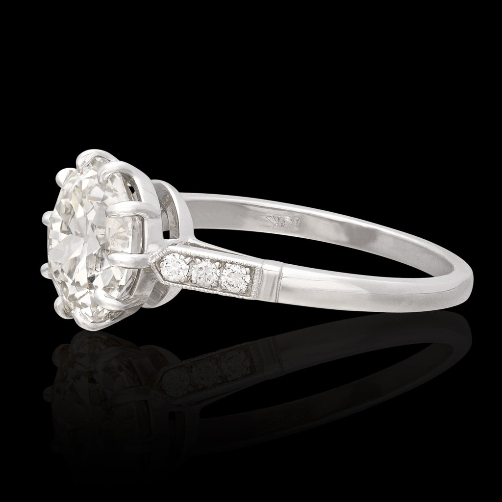 Exceptional 2.78ct Old Euro 18k White Gold Diamond Ring