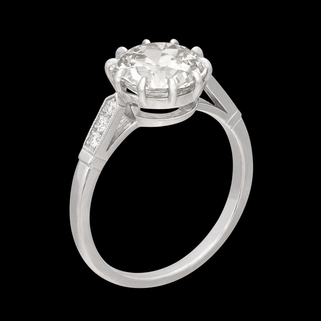 Exceptional 2.78ct Old Euro 18k White Gold Diamond Ring