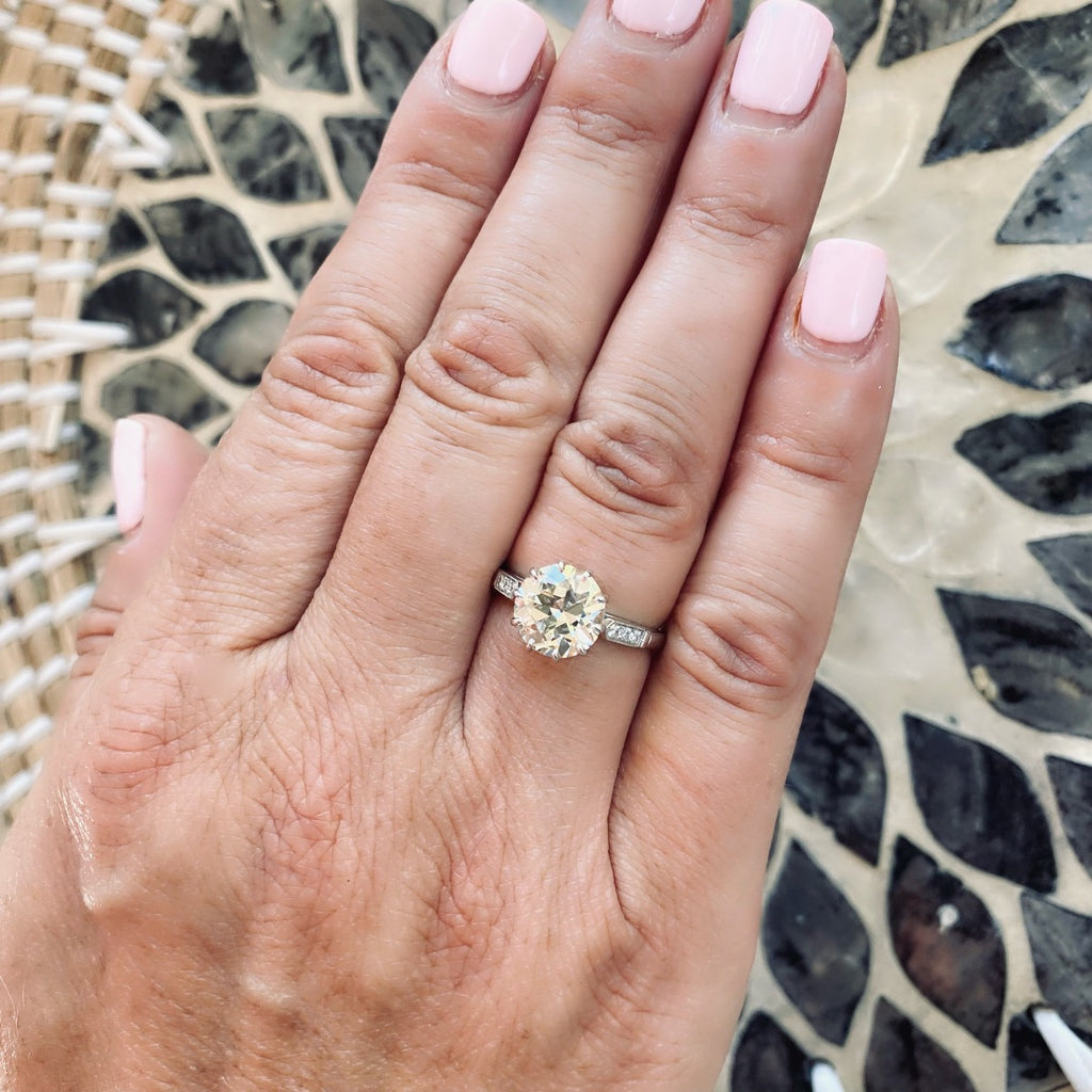 Exceptional 2.78ct Old Euro 18k White Gold Diamond Ring