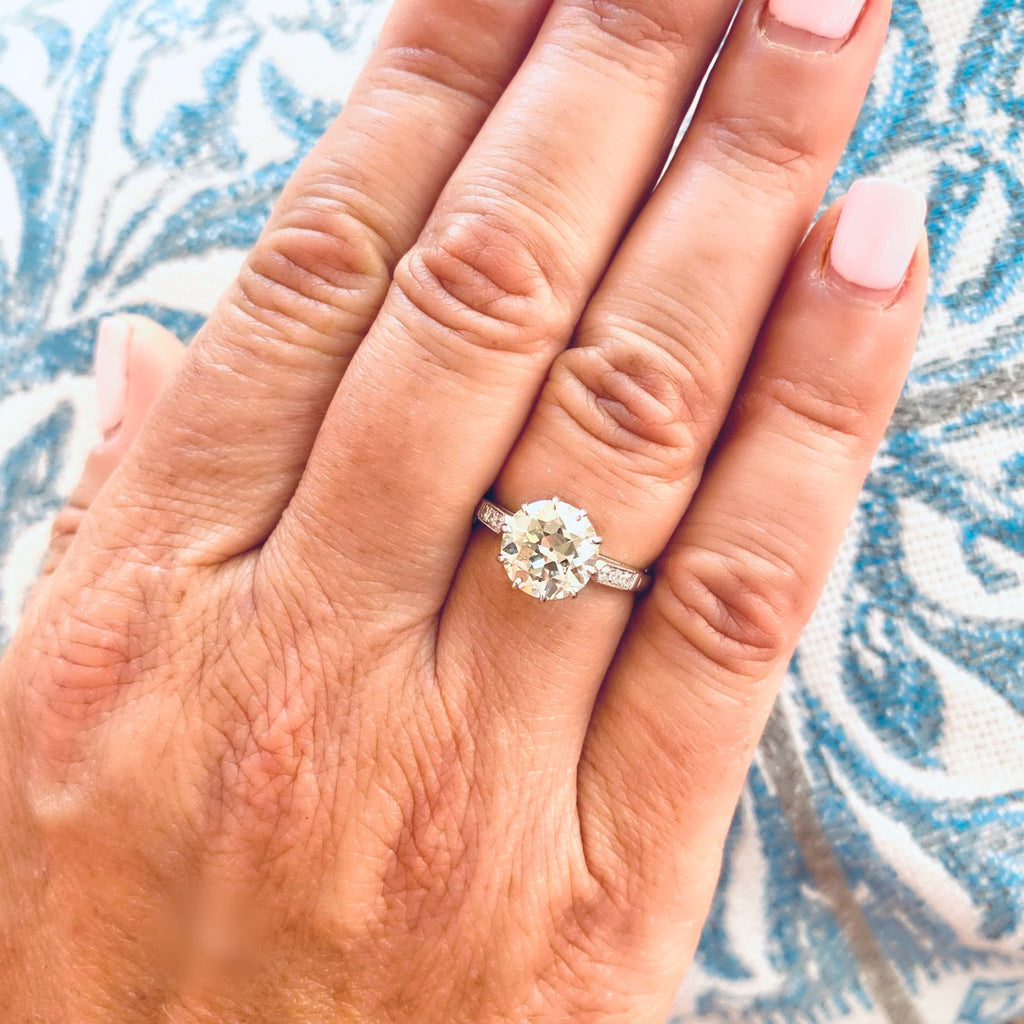 Exceptional 2.78ct Old Euro 18k White Gold Diamond Ring