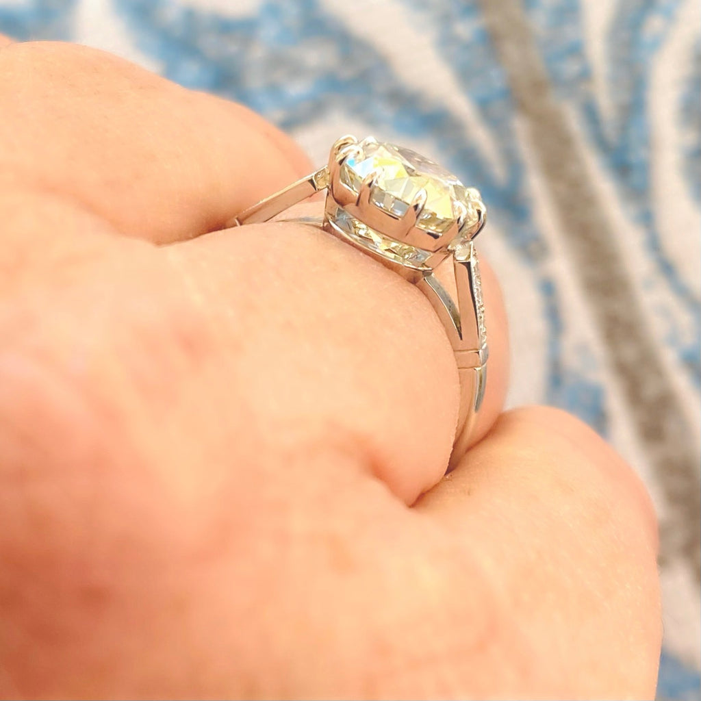 Exceptional 2.78ct Old Euro 18k White Gold Diamond Ring