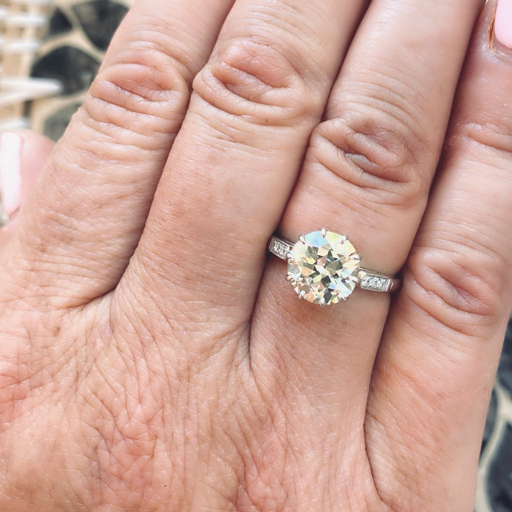 Exceptional 2.78ct Old Euro 18k White Gold Diamond Ring