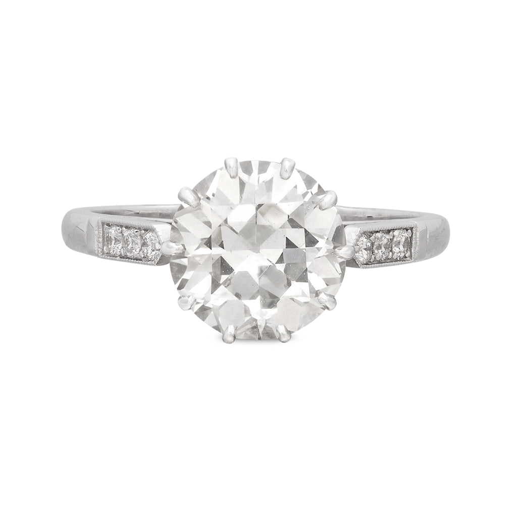 Exceptional 2.78ct Old Euro 18k White Gold Diamond Ring