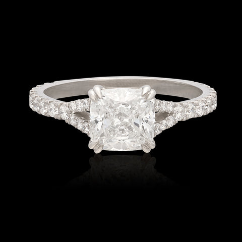 GIA 1.52-cts. F/IF Cushion Diamond & Platinum Engagement Ring