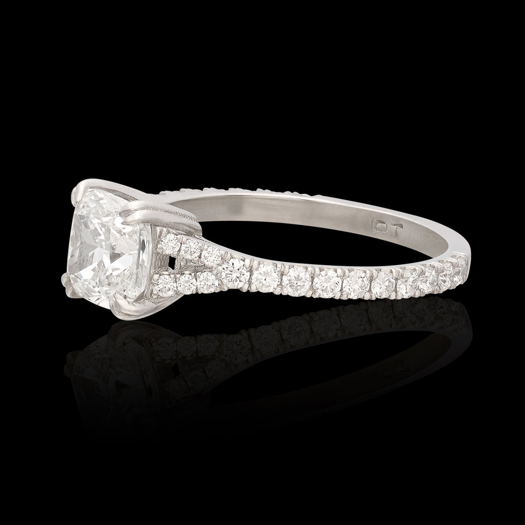 GIA 1.52-cts. F/IF Cushion Diamond & Platinum Engagement Ring