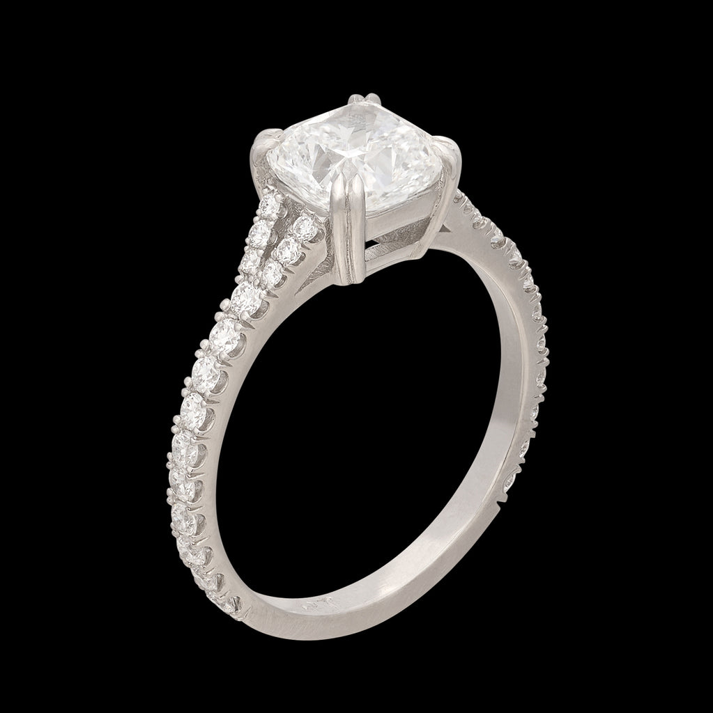 GIA 1.52-cts. F/IF Cushion Diamond & Platinum Engagement Ring