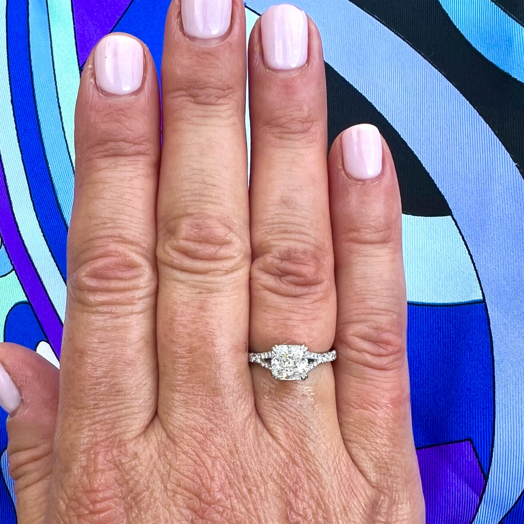 GIA 1.52-cts. F/IF Cushion Diamond & Platinum Engagement Ring