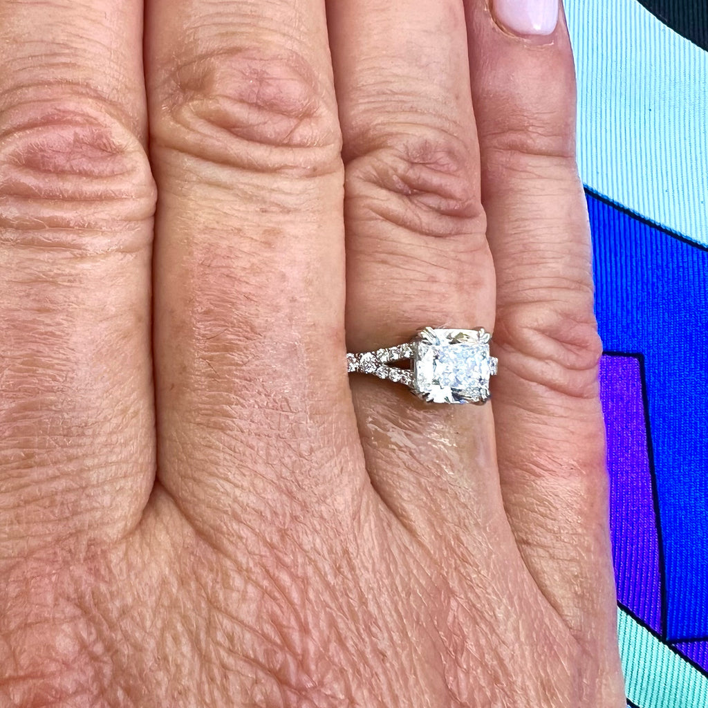 GIA 1.52-cts. F/IF Cushion Diamond & Platinum Engagement Ring