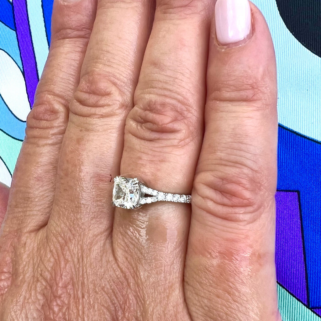 GIA 1.52-cts. F/IF Cushion Diamond & Platinum Engagement Ring