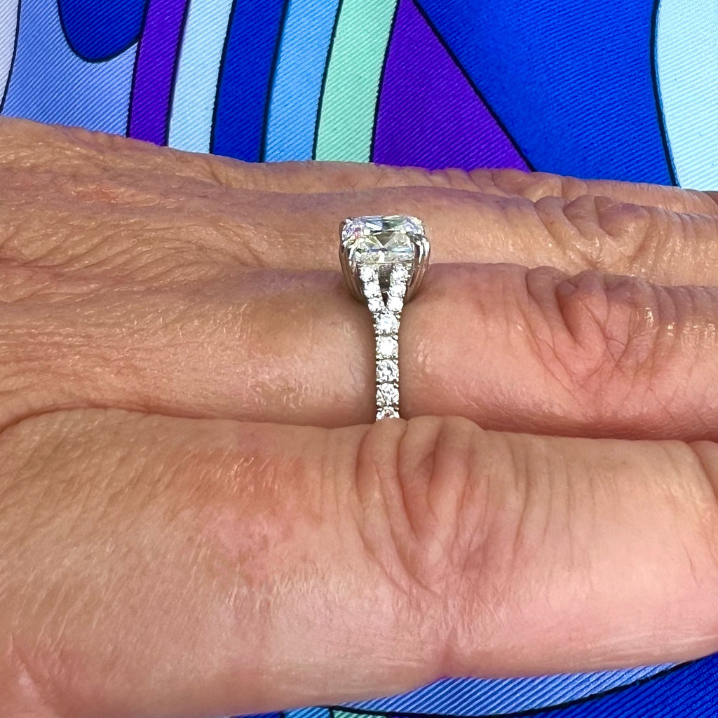 GIA 1.52-cts. F/IF Cushion Diamond & Platinum Engagement Ring