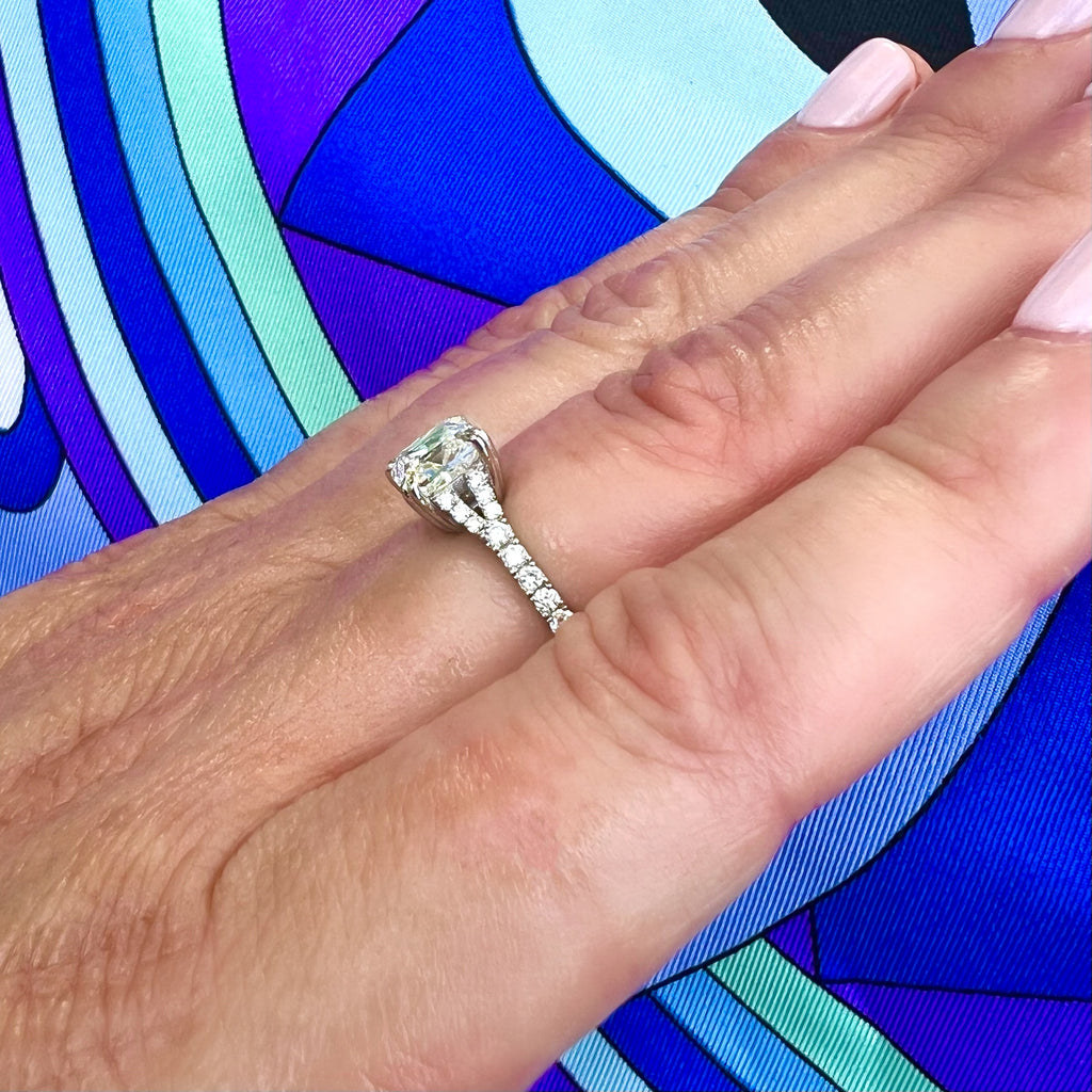 GIA 1.52-cts. F/IF Cushion Diamond & Platinum Engagement Ring