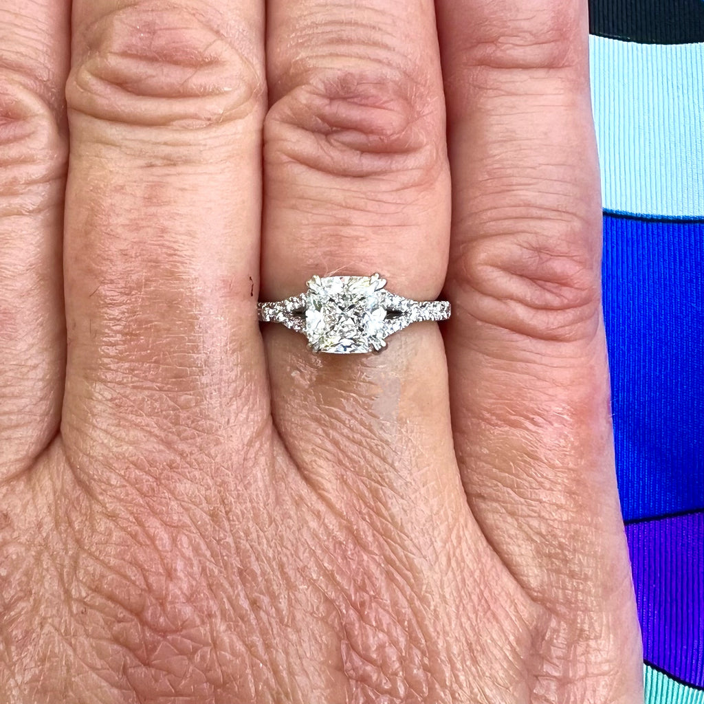 GIA 1.52-cts. F/IF Cushion Diamond & Platinum Engagement Ring