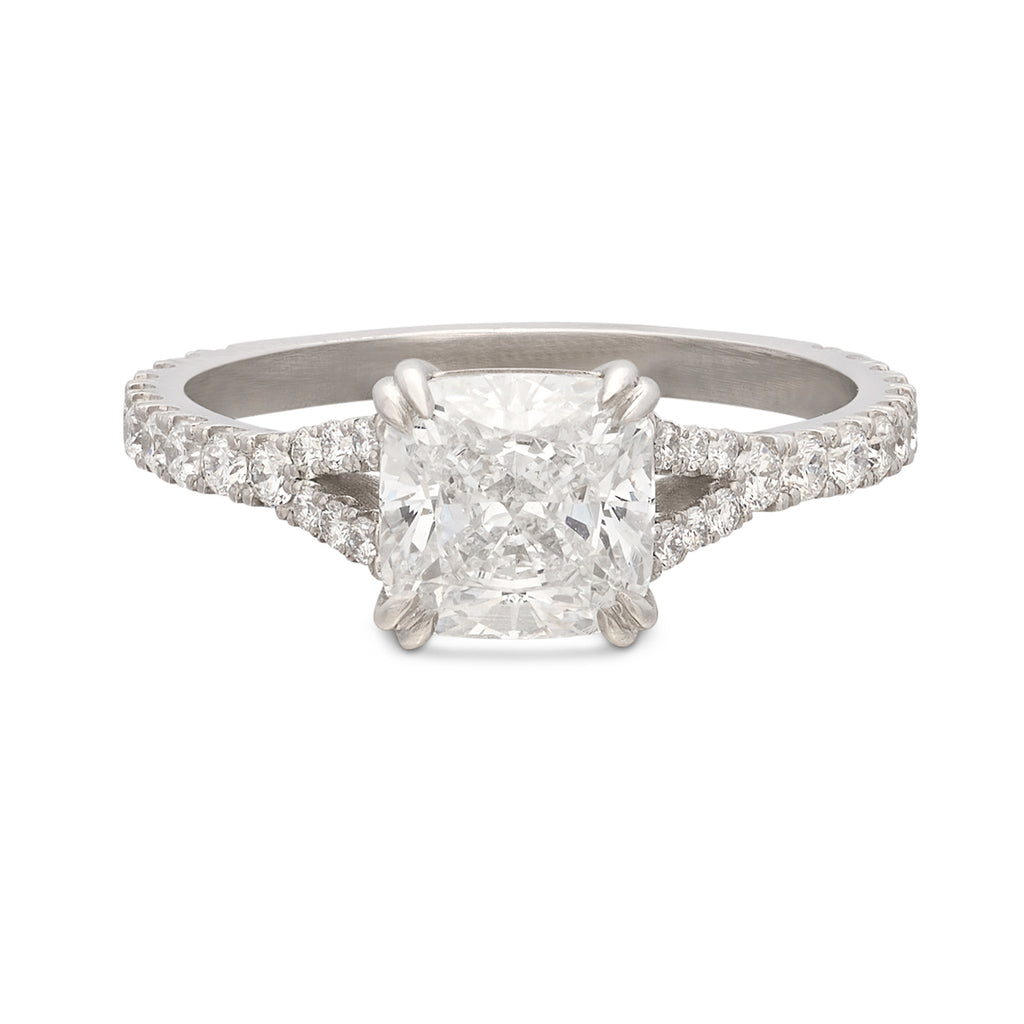 GIA 1.52-cts. F/IF Cushion Diamond & Platinum Engagement Ring