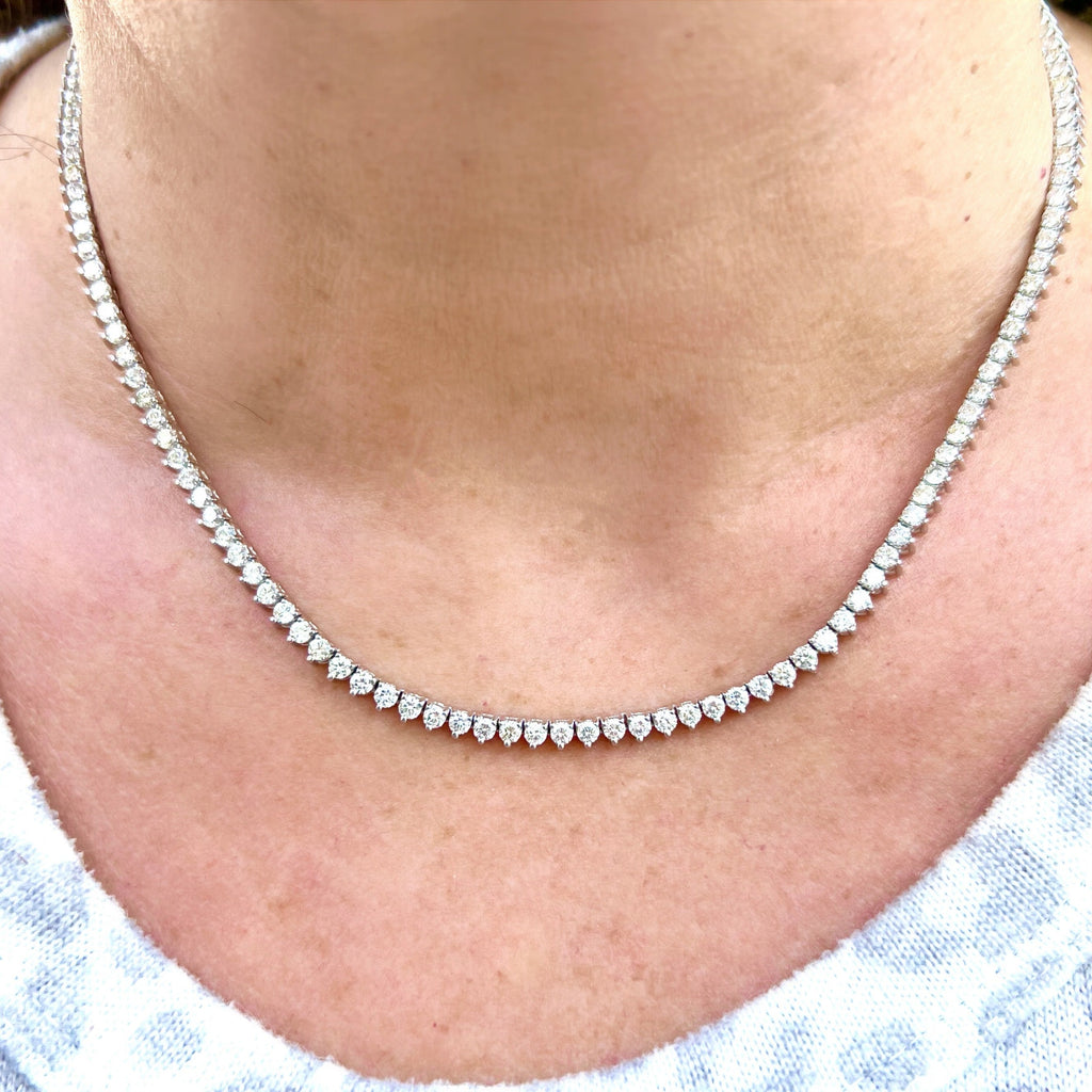 Diamond and 14k White Gold Riviere Necklace