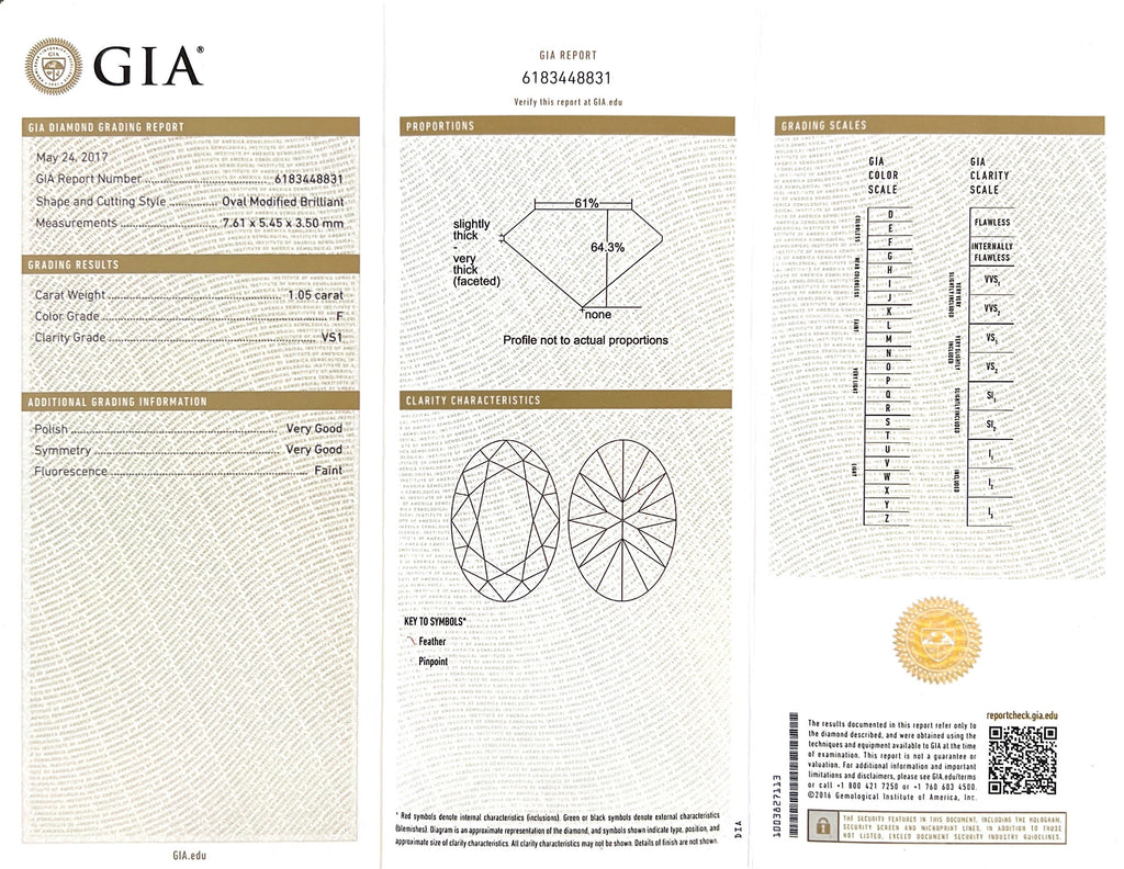 GIA 1.05-cts. F/VS1 Oval Diamond & Platinum Engagement Ring