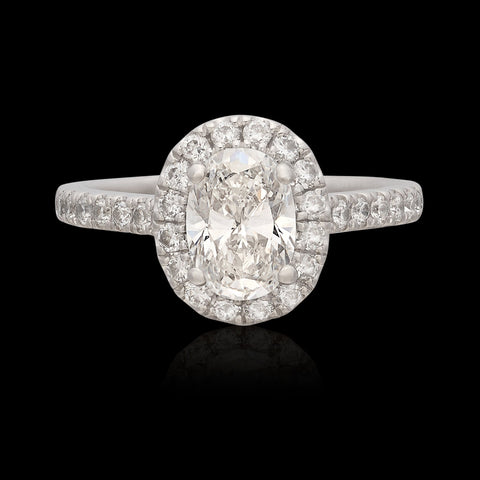 GIA 1.05-cts. F/VS1 Oval Diamond & Platinum Engagement Ring