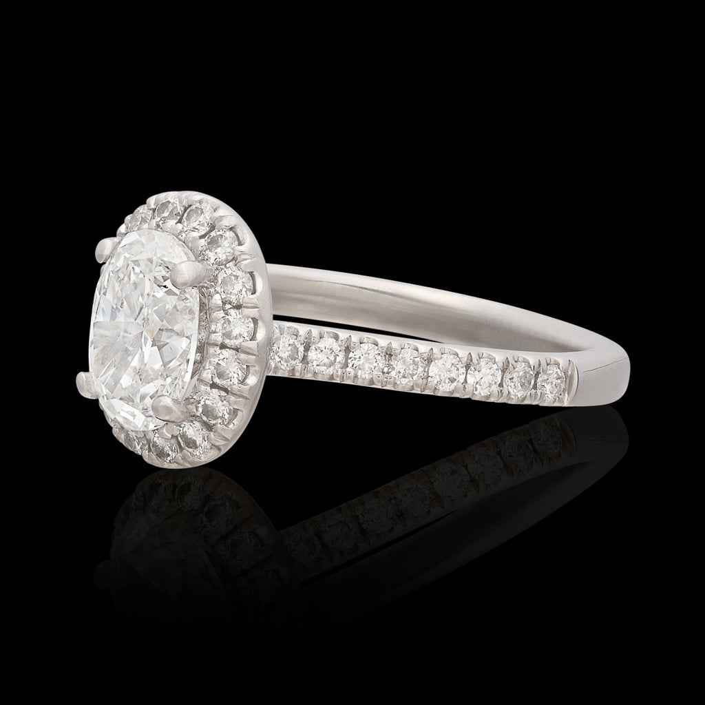 GIA 1.05-cts. F/VS1 Oval Diamond & Platinum Engagement Ring