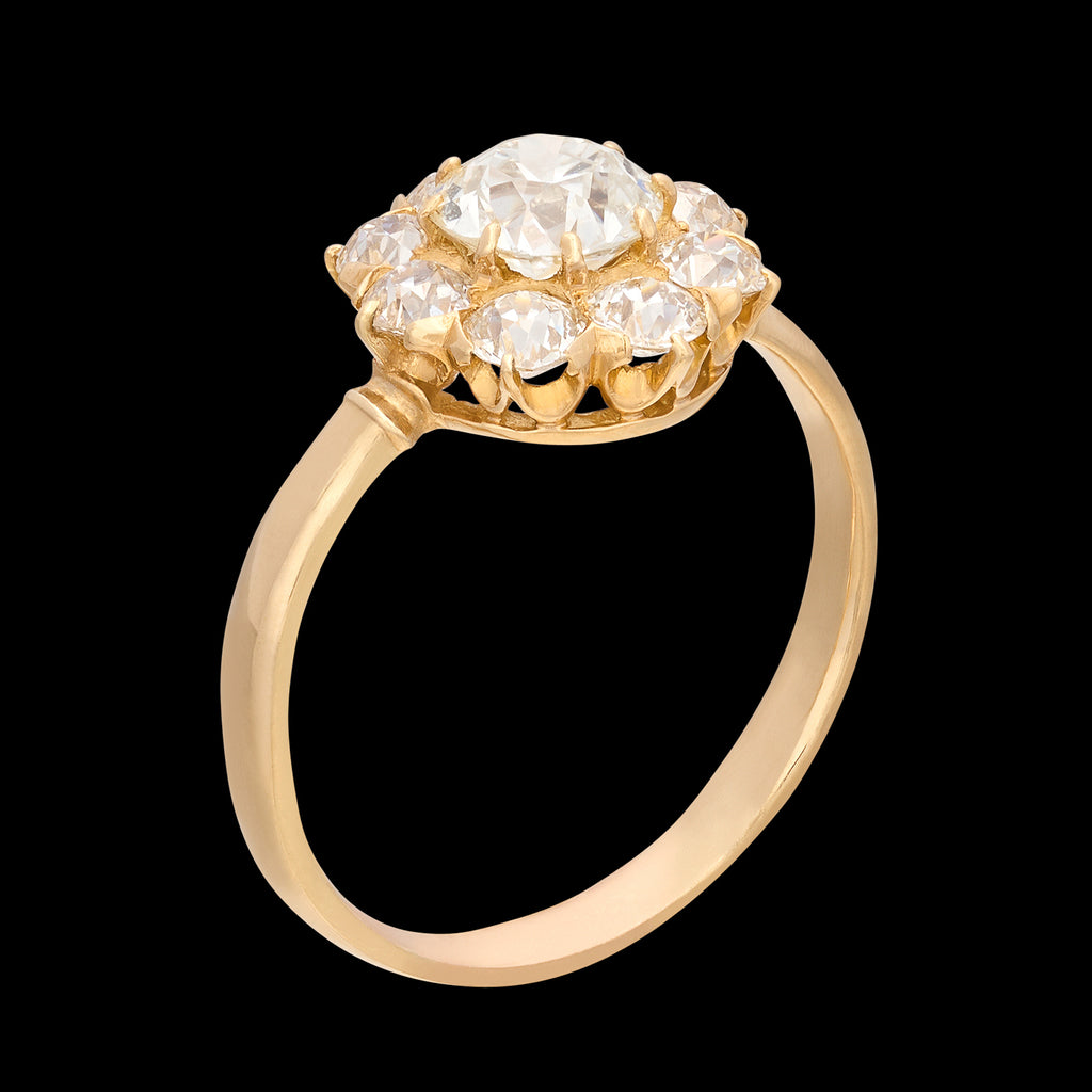 18k Gold Antique Old European Cut Diamond Ring