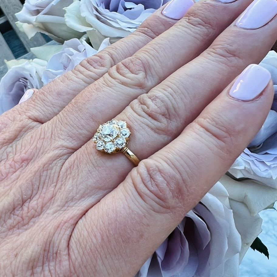 18k Gold Antique Old European Cut Diamond Ring