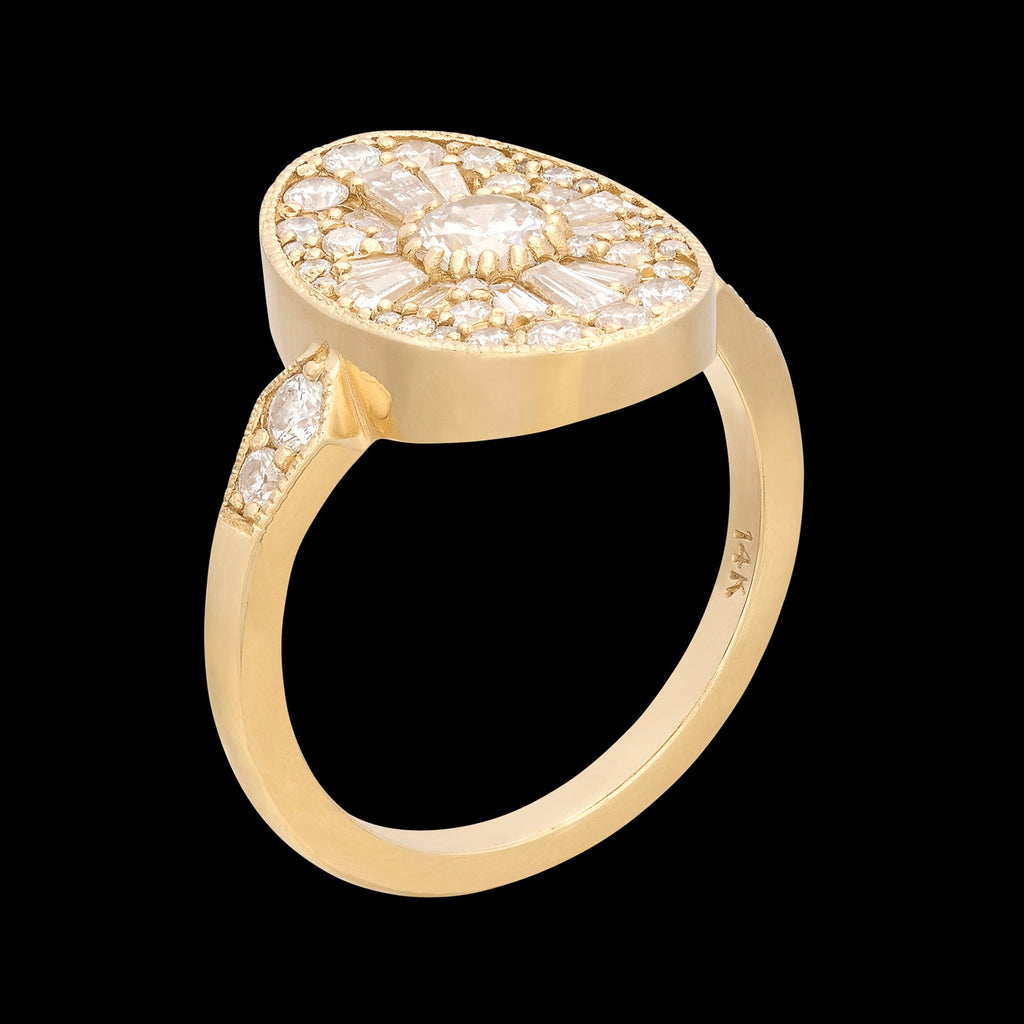 Estate Yellow Gold Multi-Diamond Ring