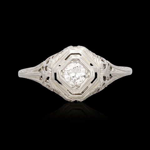 Vintage Diamond & 18k White Gold Ring