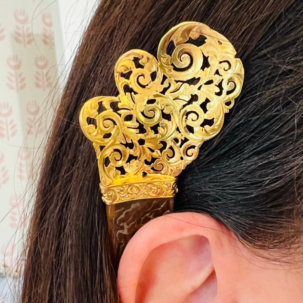 18k Gold Antique Hair Ornament