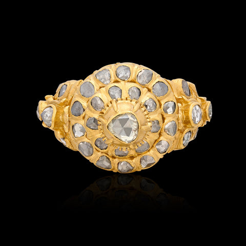 Antique 22k Gold & Diamond Poison Ring