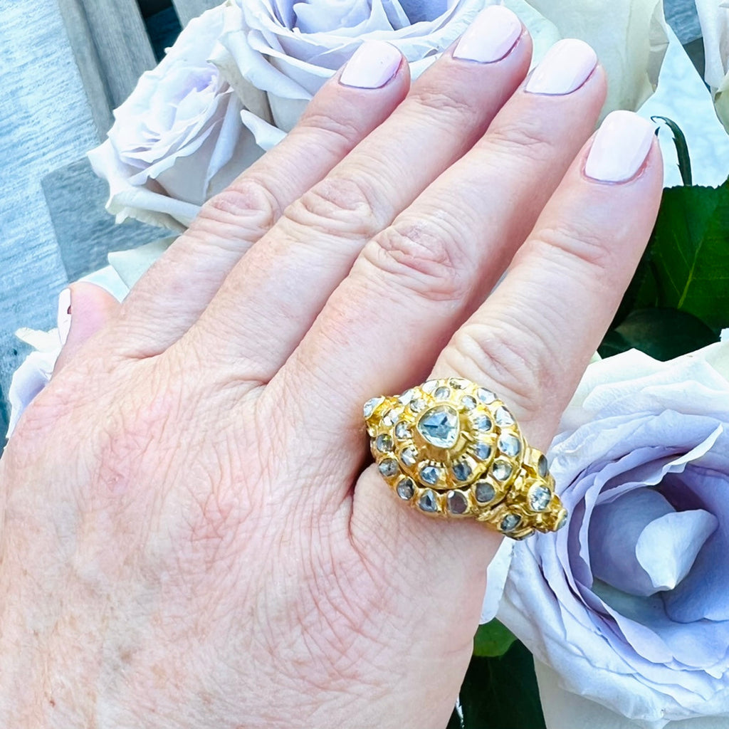 Antique 22k Gold & Diamond Poison Ring