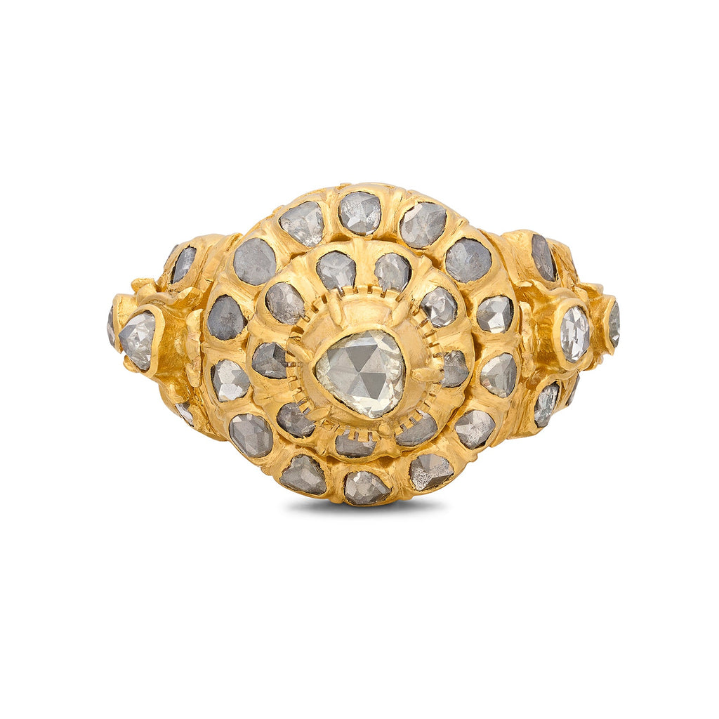 Antique 22k Gold & Diamond Poison Ring