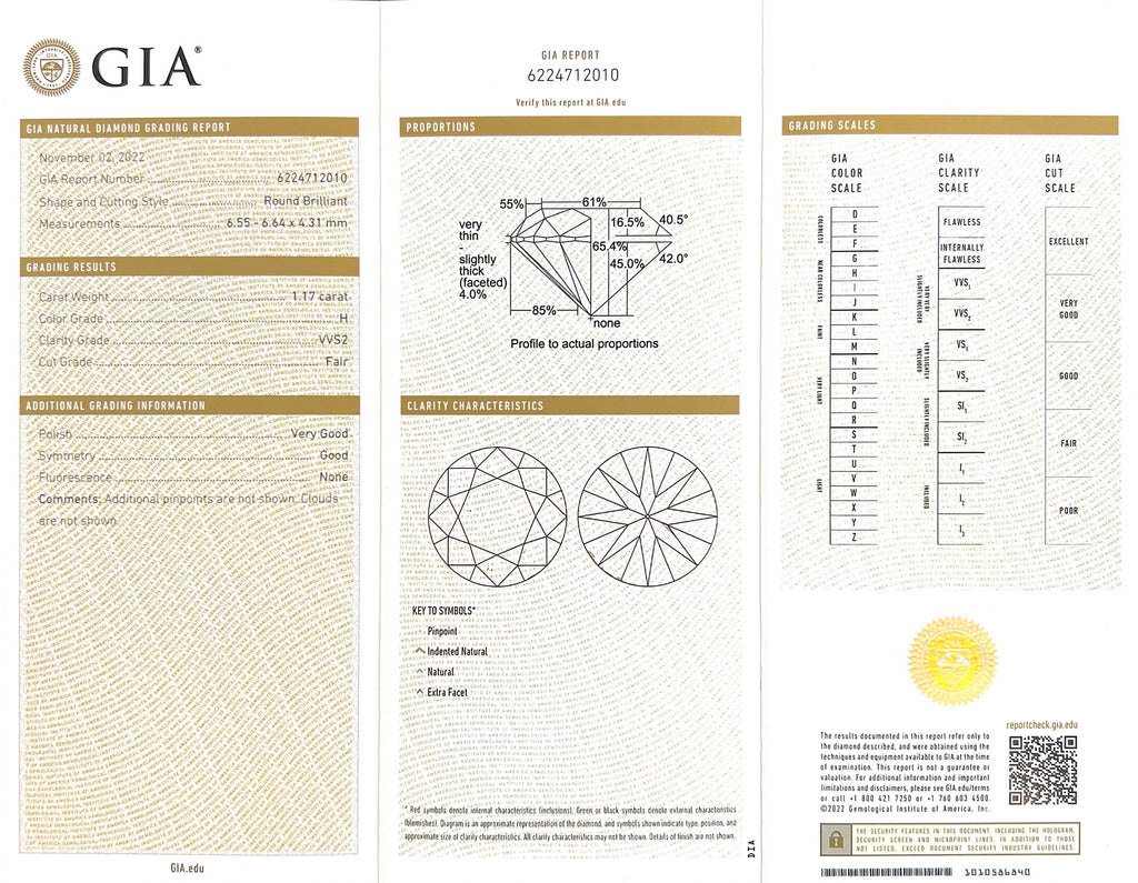 GIA 1.17ct Platinum Diamond Engagement Ring