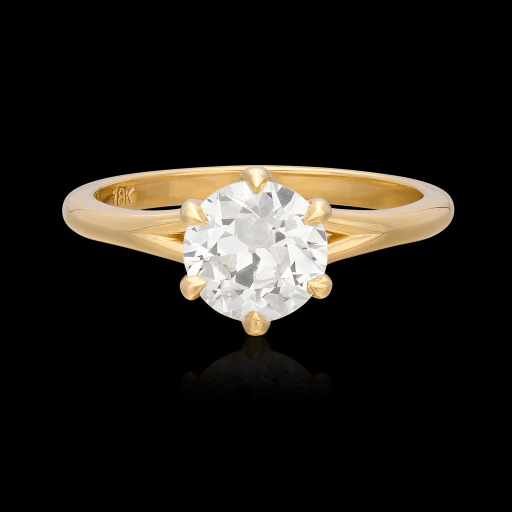 1.17ct Old Euro Diamond & Yellow Gold Engagement Ring