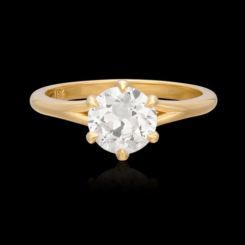 1.17ct Old Euro Diamond & Yellow Gold Engagement Ring